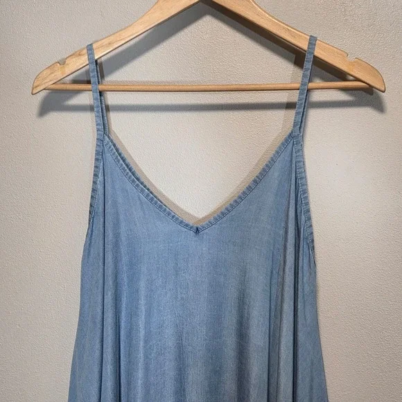 Tempo Paris Oversized Maxi Dress Blue Chambray Women M Lagenlook Coastal Cowgirl - Picture 6 of 10